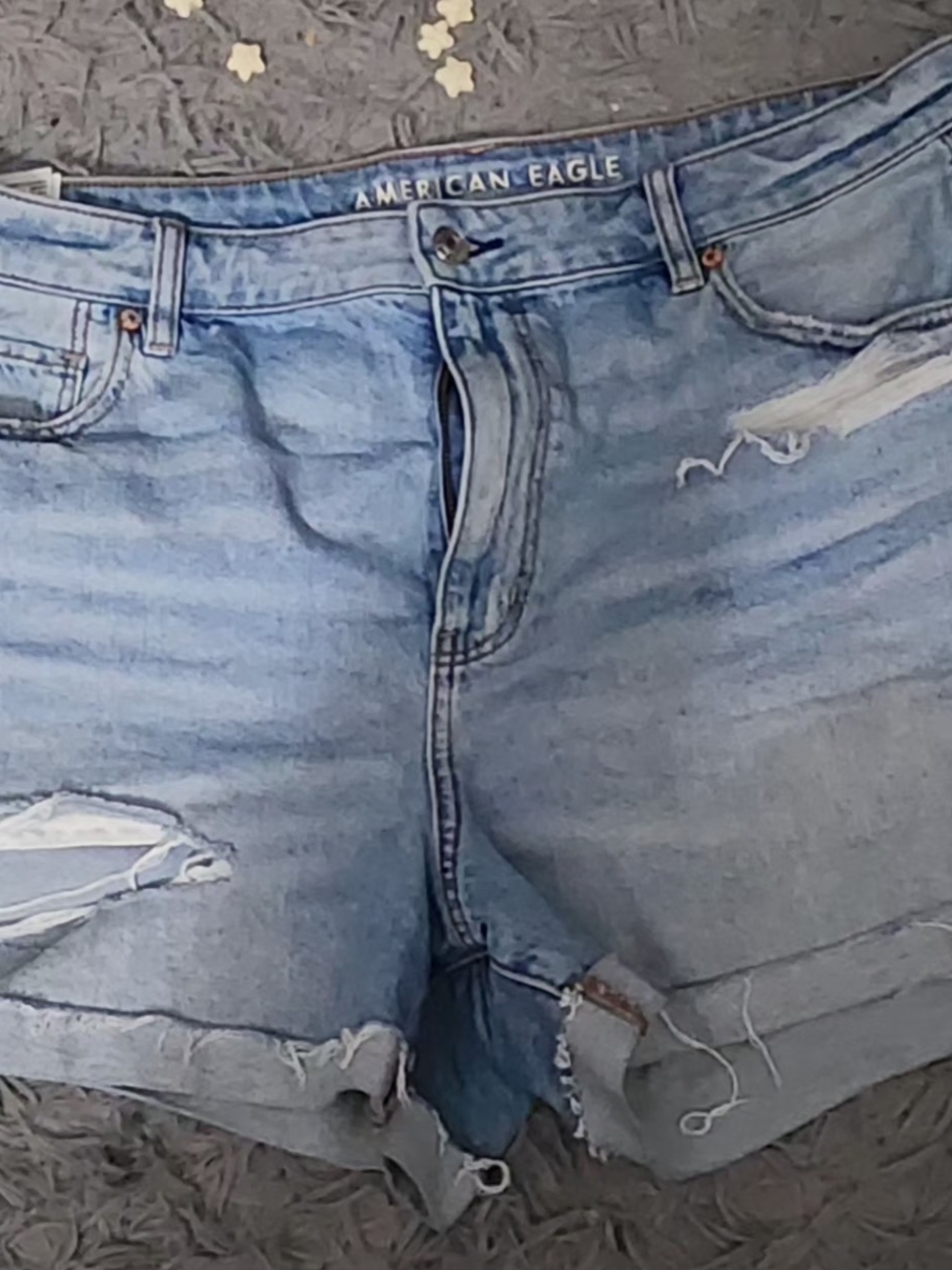 American Eagle Outfitters Light Blue Distressed Denim Shorts